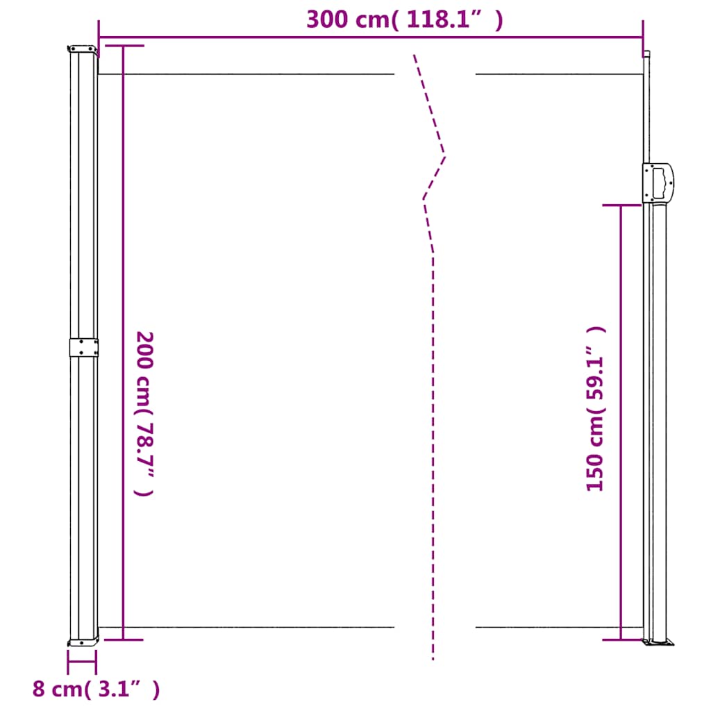 Seitenmarkise Ausziehbar Schwarz 100x300 cm