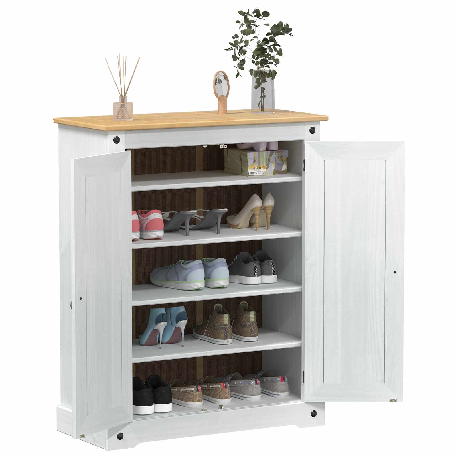 Schuhschrank Corona 86x38,5x108 cm Massivholz Kiefer