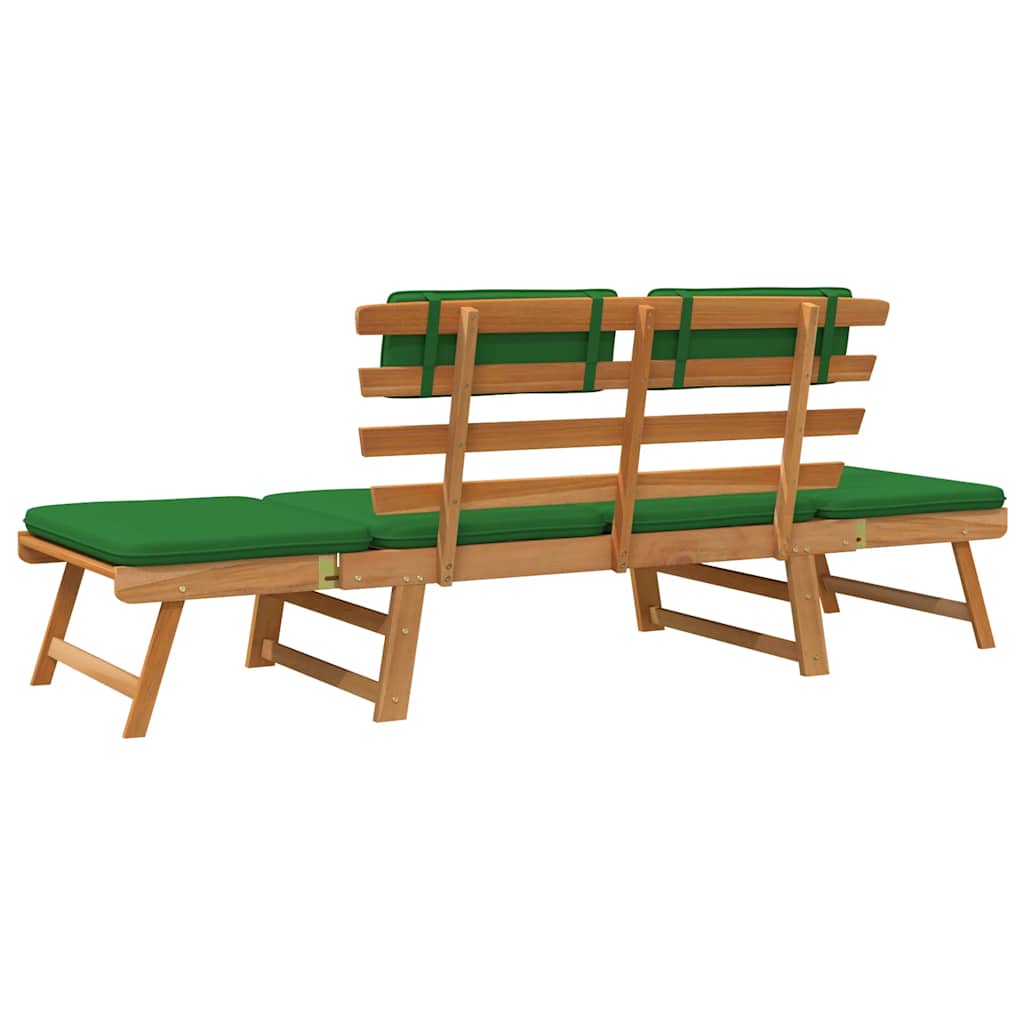 Gartenbank mit Auflagen 2-in-1 190 cm Grau Massivholz Akazie