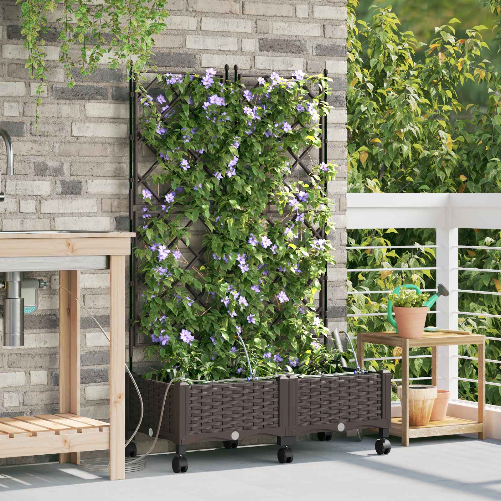Garten-Pflanzgefäß 4 Stk. Braun 160 x 40 x 22 cm PP