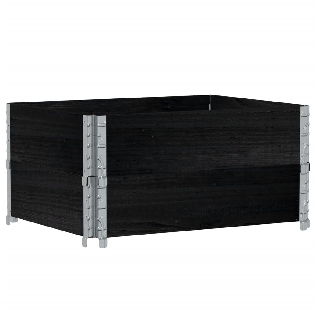 Paletten-Aufsatzrahmen Schwarz 80x60 cm Massivholz Kiefer