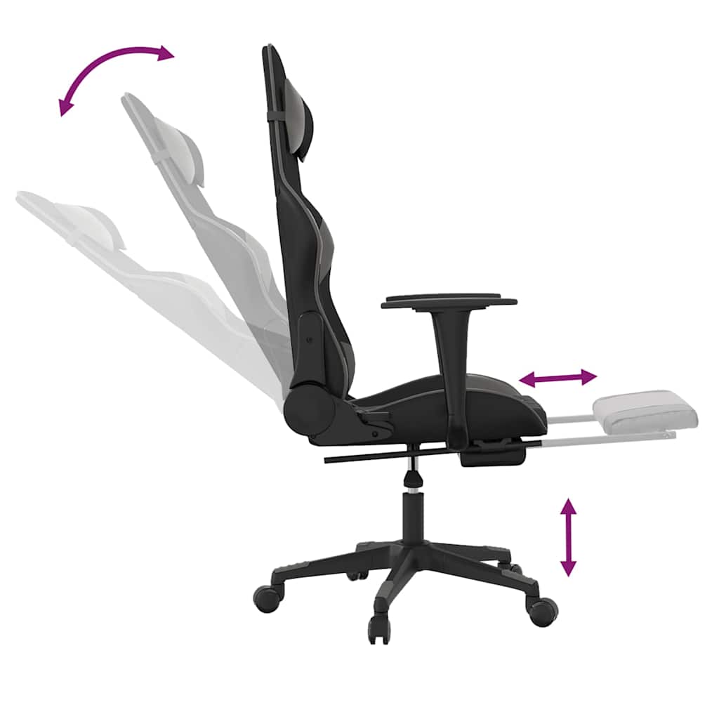 Gaming-Stuhl mit Massagefunktion Schwarz und Blau Kunstleder