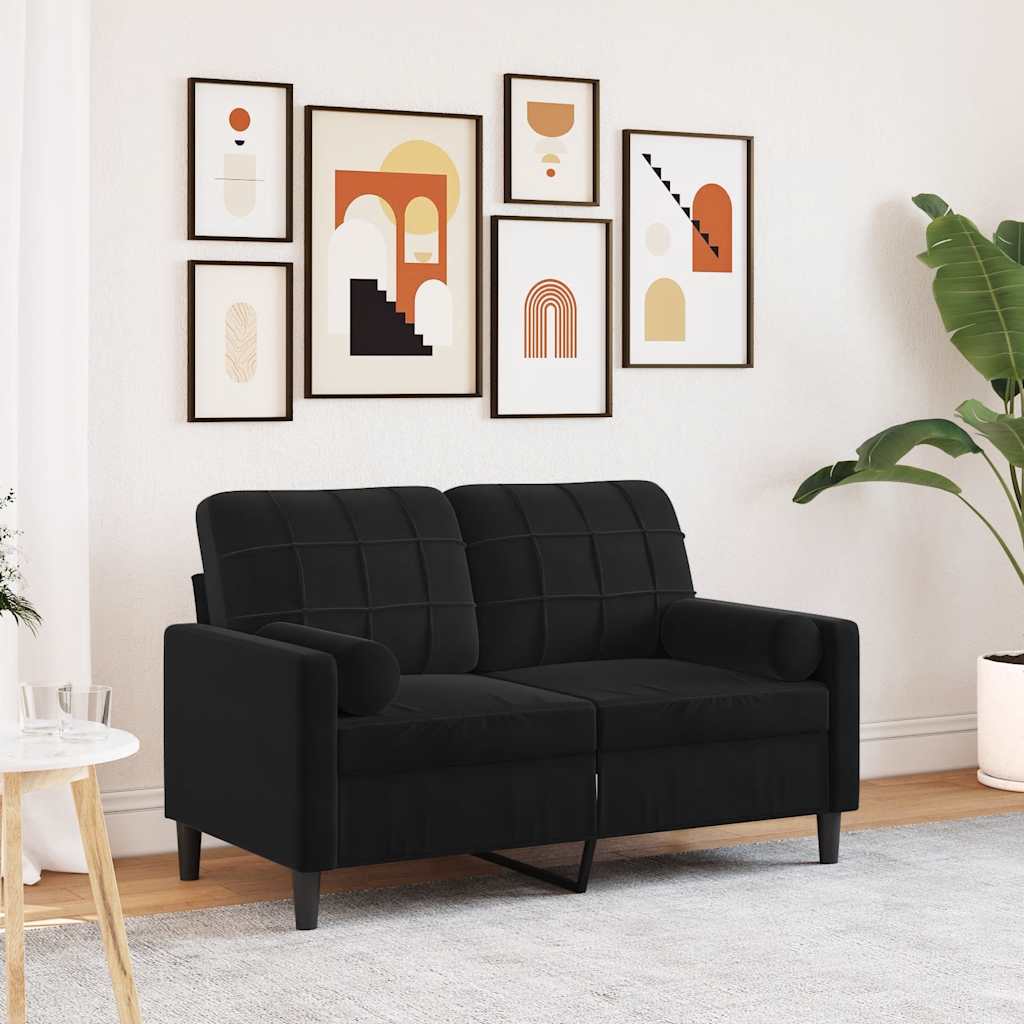 2-Sitzer-Sofa mit Zierkissen Hellgrau 120 cm Samt