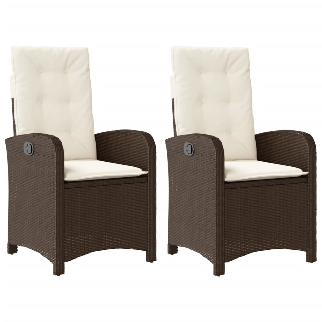 Gartensessel Verstellbar mit Kissen Schwarz Poly Rattan