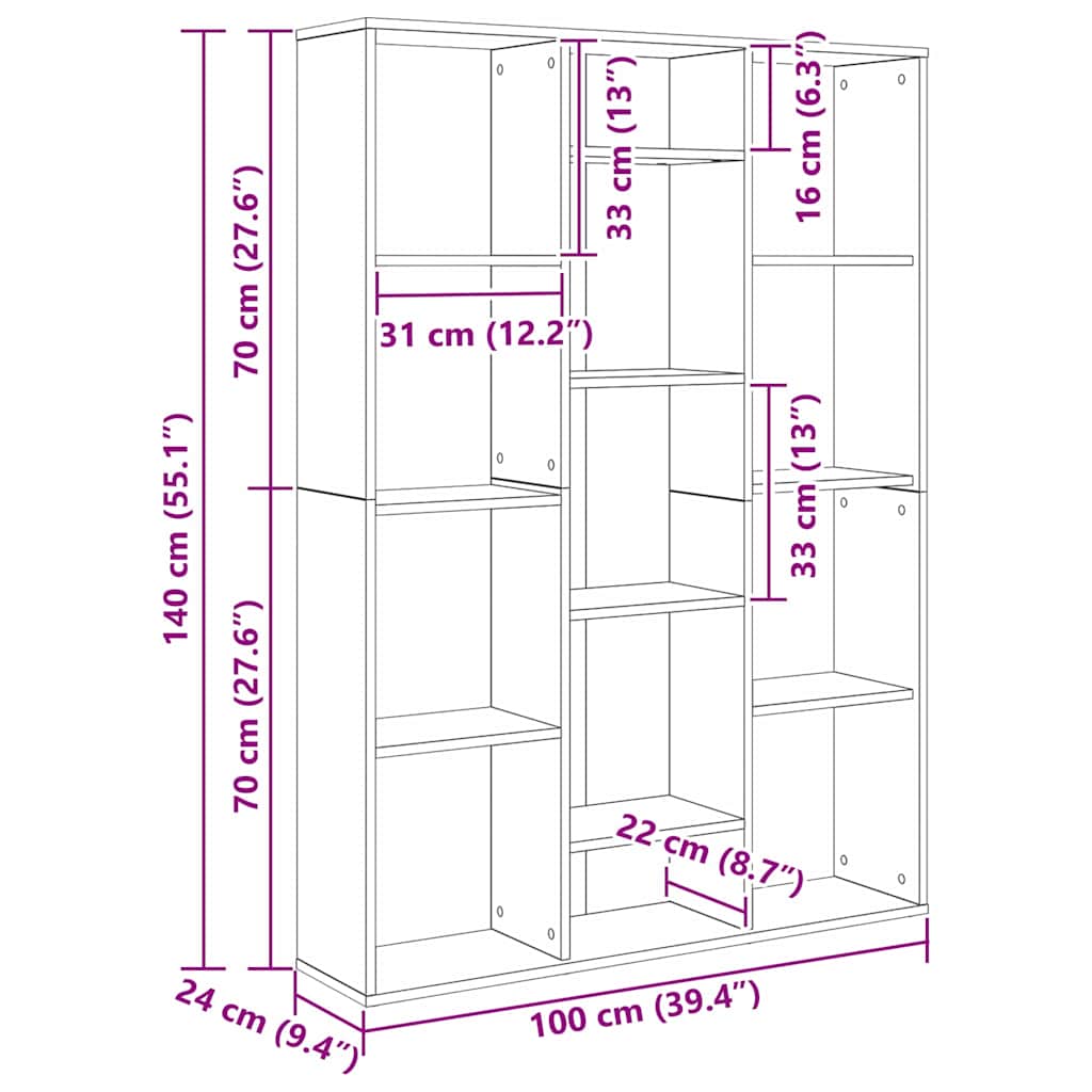 Raumteiler/Bücherregal Weiß 100x24x140 cm Holzwerkstoff