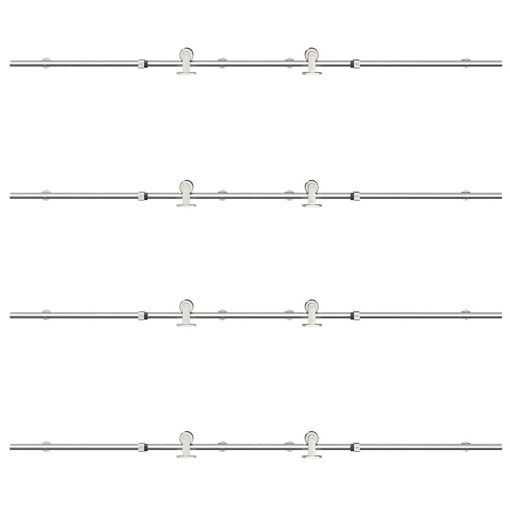 Schiebetür-Beschlagsatz 183 cm Edelstahl Silbern