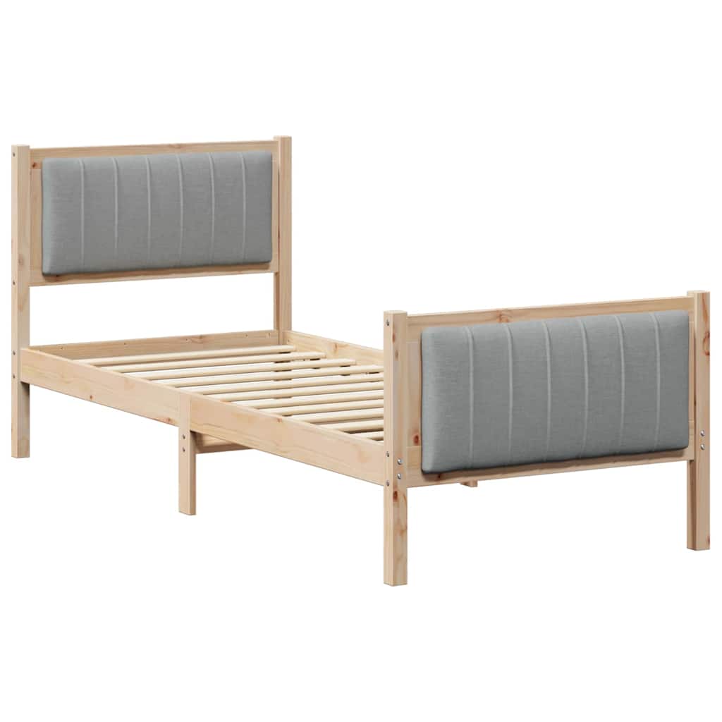 Bettgestell Braun und hellgrau 200 x 200 cm Massivholz Kiefer