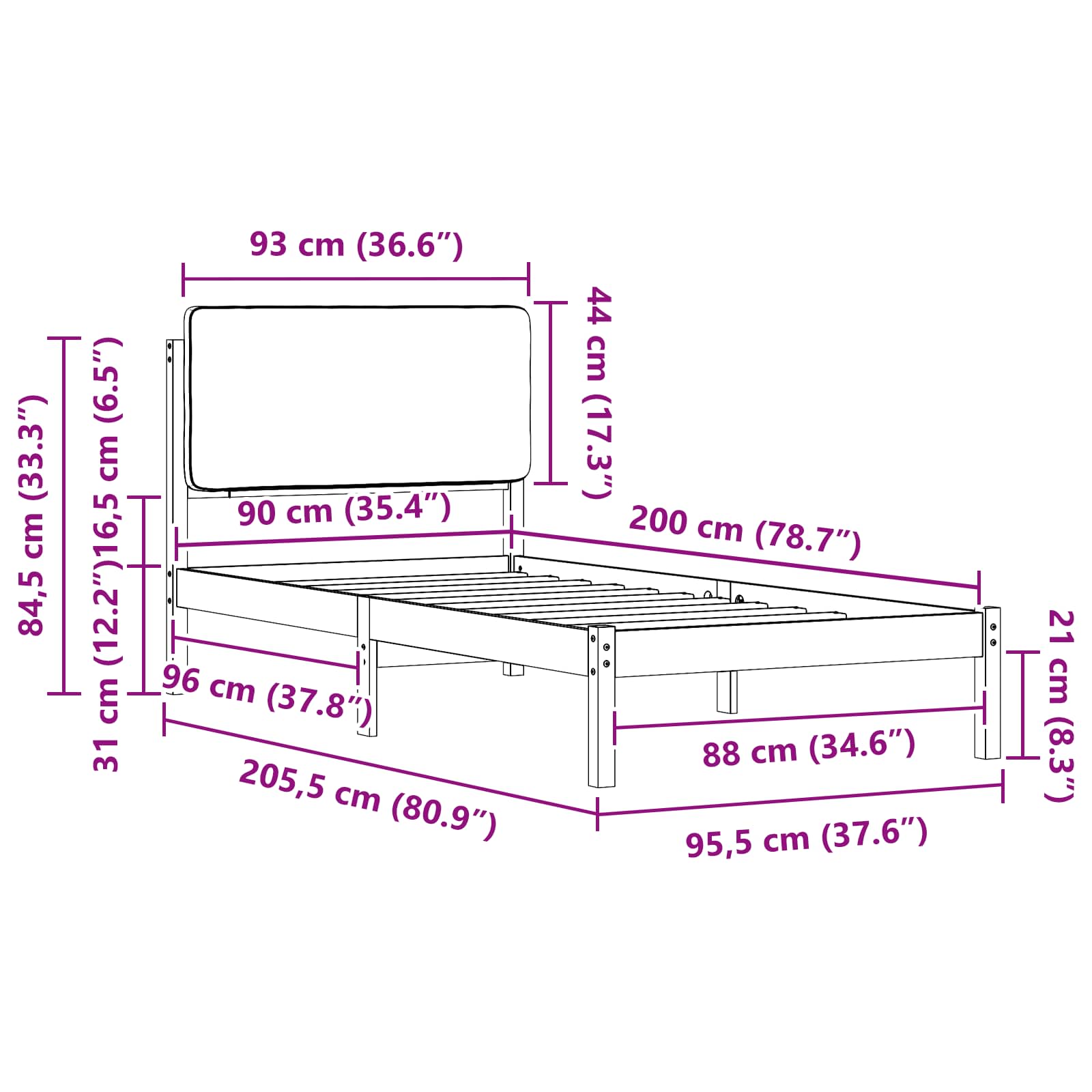 Bettgestell mit gepolstertem Kopfteil Hellgrau 200 x 200 cm