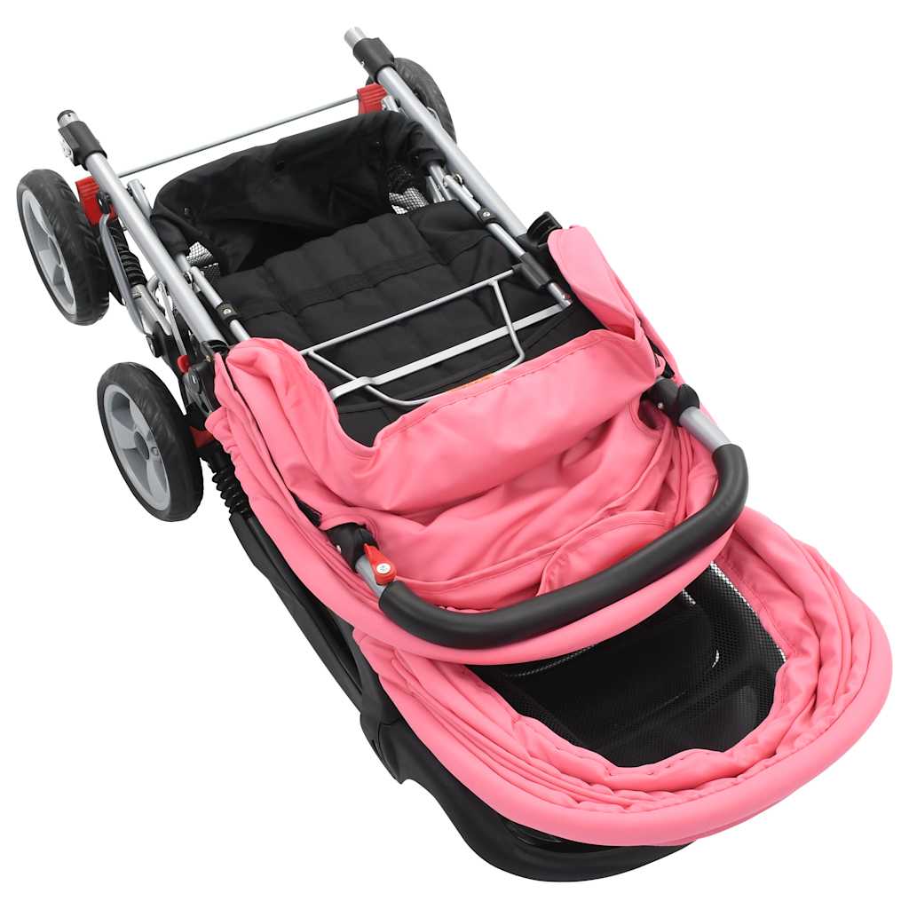 Tandem-Kinderwagen Stahl Rot und Schwarz