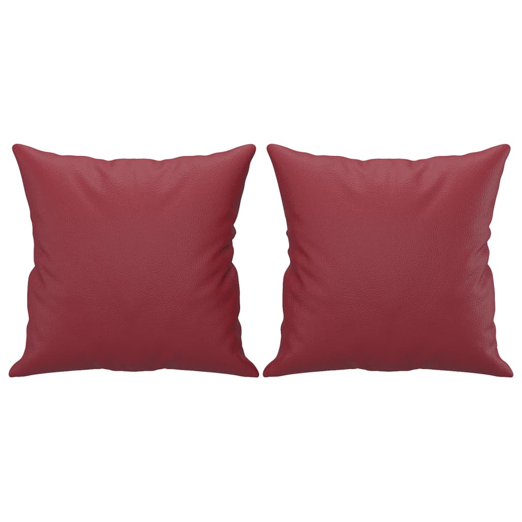 2-Sitzer-Sofa mit Zierkissen Weinrot 120 cm Kunstleder