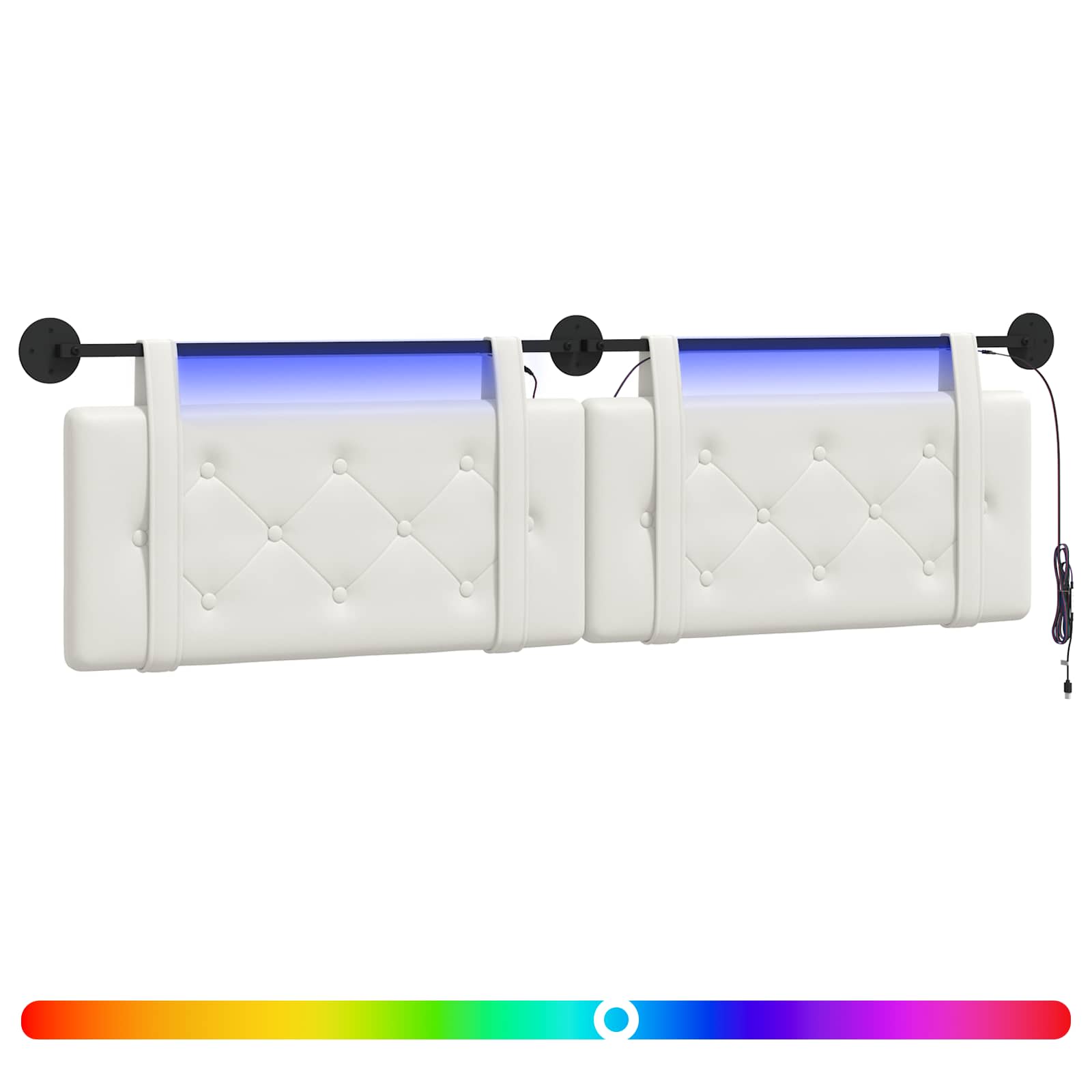 Hängendes Kopfteil Mit LED Licht Creme Kunstleder
