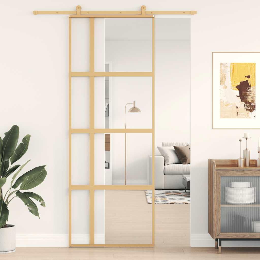 Schiebetür ESG-Glas und Aluminium 76x205 cm Schwarz