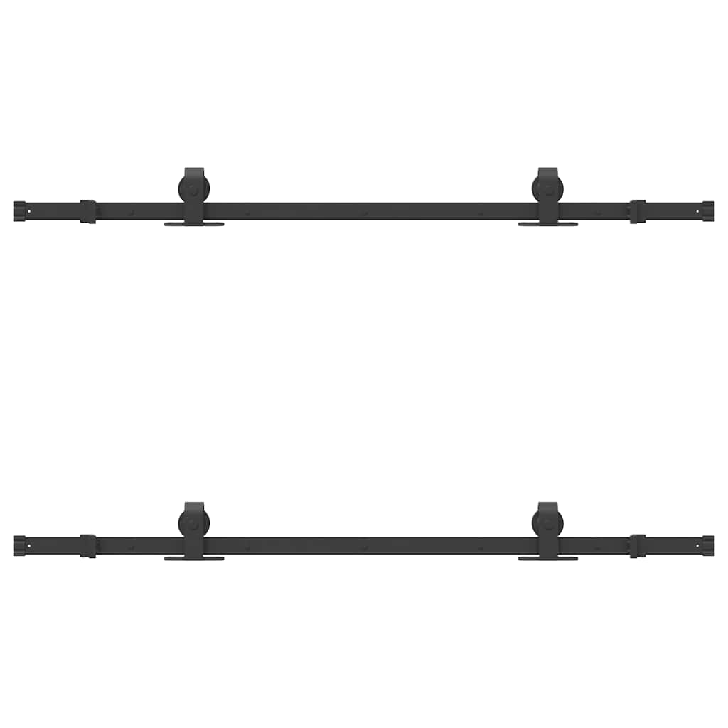 Schiebetürbeschlag-Set 183 cm Stahl Schwarz