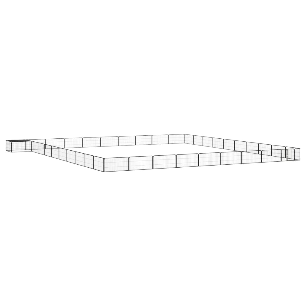 4-tlg. Hundelaufstall Schwarz 100x50cm Stahl Pulverbeschichtung