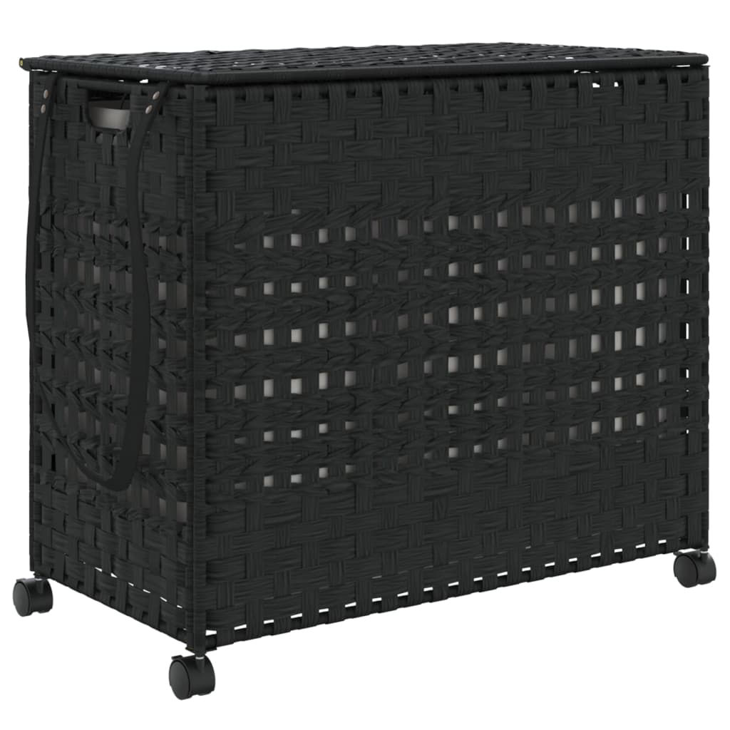 Wäschekorb mit Rollen 66x35x60 cm Rattan