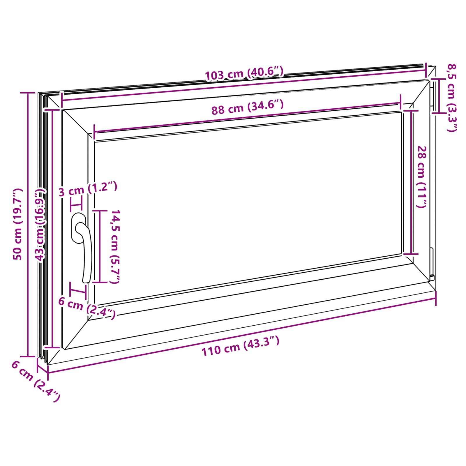 Kellerfenster RISOR 50 x 50 cm PVC und Glas Weiß