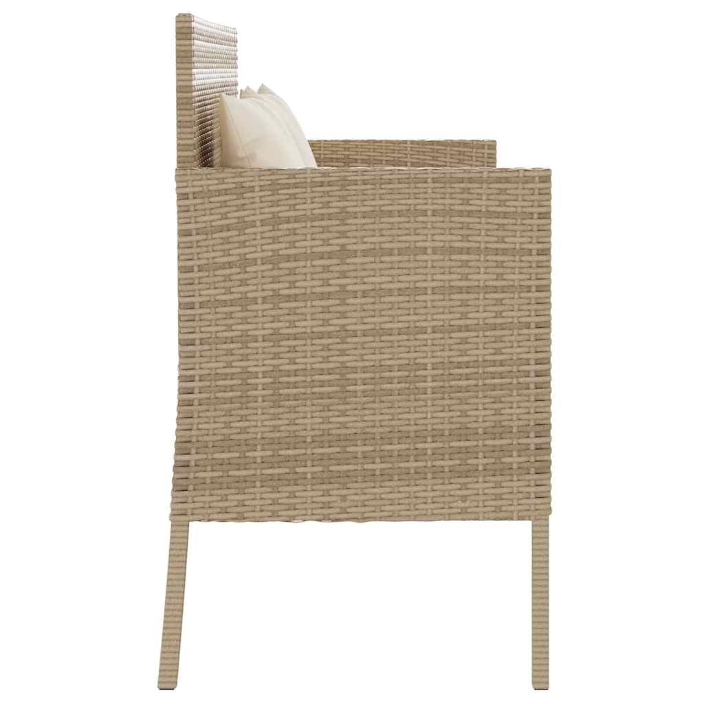 Gartenbank mit Kissen Schwarz Poly Rattan