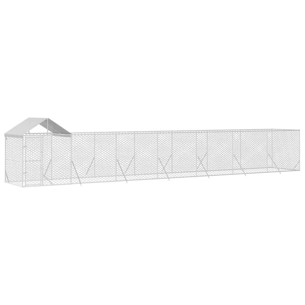 Outdoor-Hundezwinger mit Dach Silber 2x2x2,5 m Verzinkter Stahl