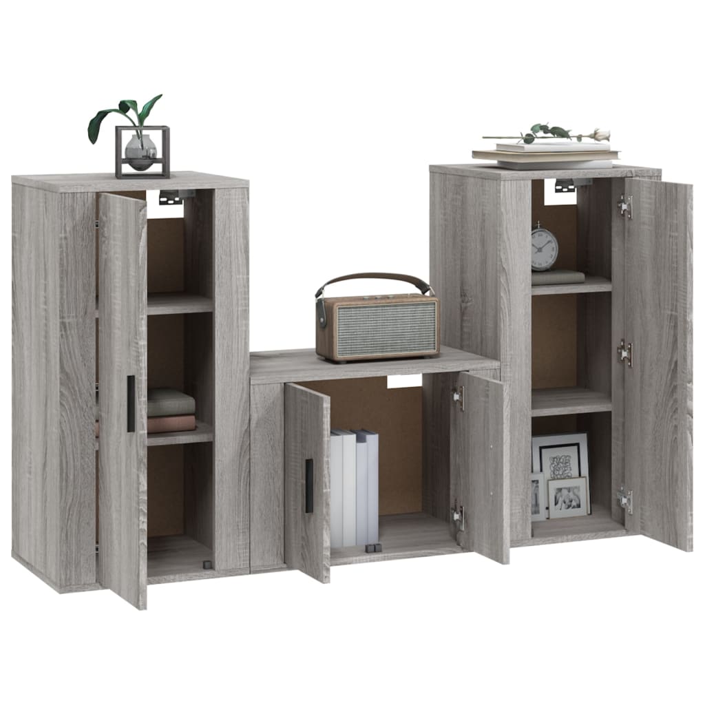3-tlg. TV-Schrank-Set Weiß Holzwerkstoff