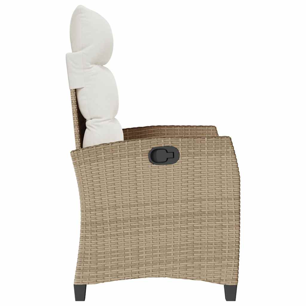 Gartensessel mit Beistelltisch Verstellbar Schwarz Poly Rattan