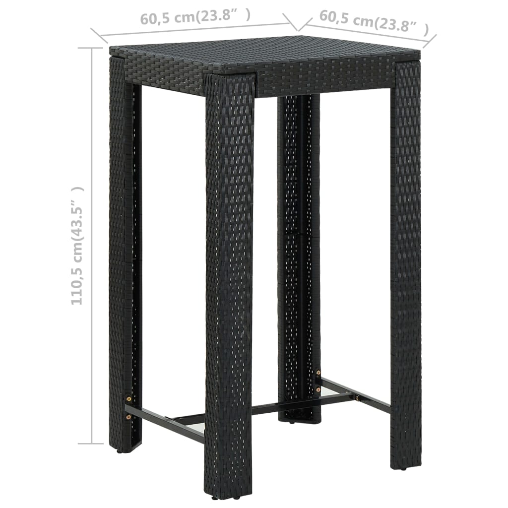 Garten-Bartisch Grau 60,5x60,5x110,5 cm Poly Rattan