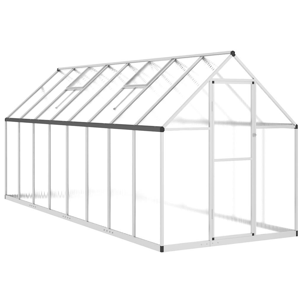 Gewächshaus mit Fundamentrahmen Silber 334x169x202cm Aluminimum