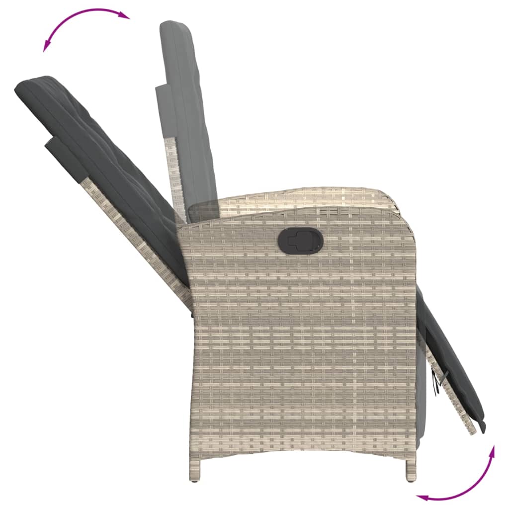 Gartensessel mit Fußteil Verstellbar Schwarz Poly Rattan
