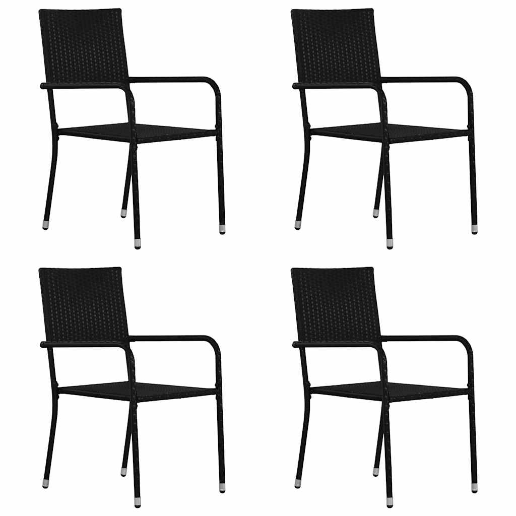 Garten-Essstühle 6 Stk. Stapelbar Schwarz Polyrattan