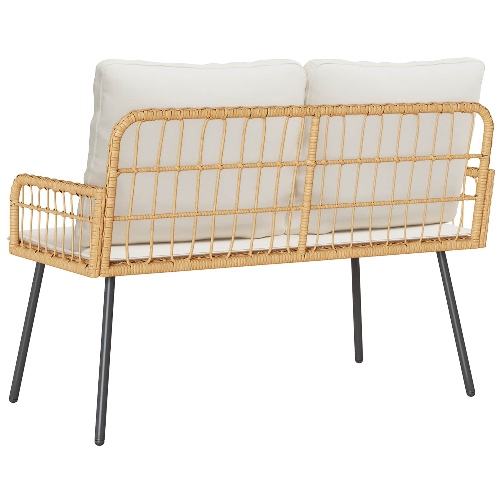 Gartensessel mit Kissen Schwarz Poly Rattan