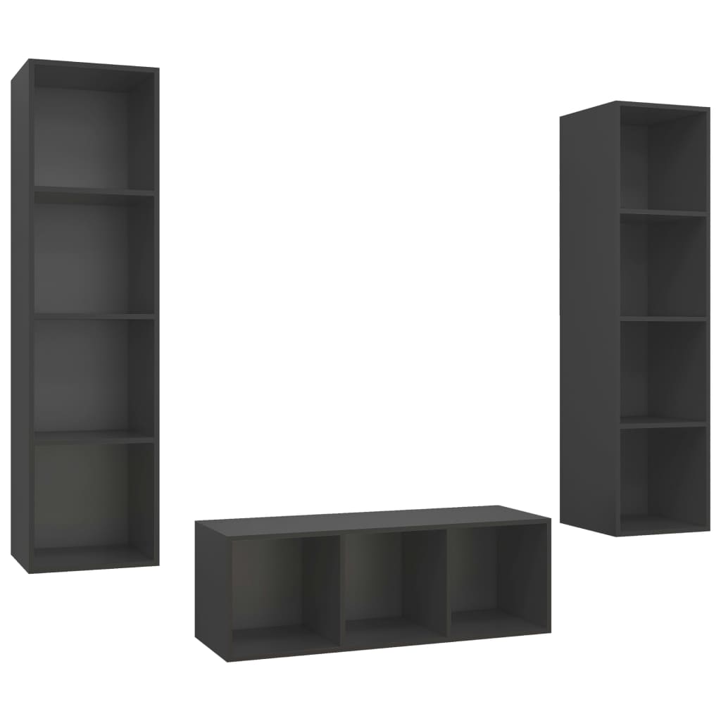 3-tlg. TV-Schrank-Set Weiß Holzwerkstoff