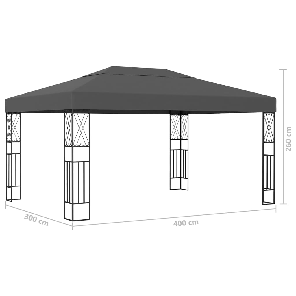 Pavillon mit LED-Lichterkette 3x3 m Creme Stoff