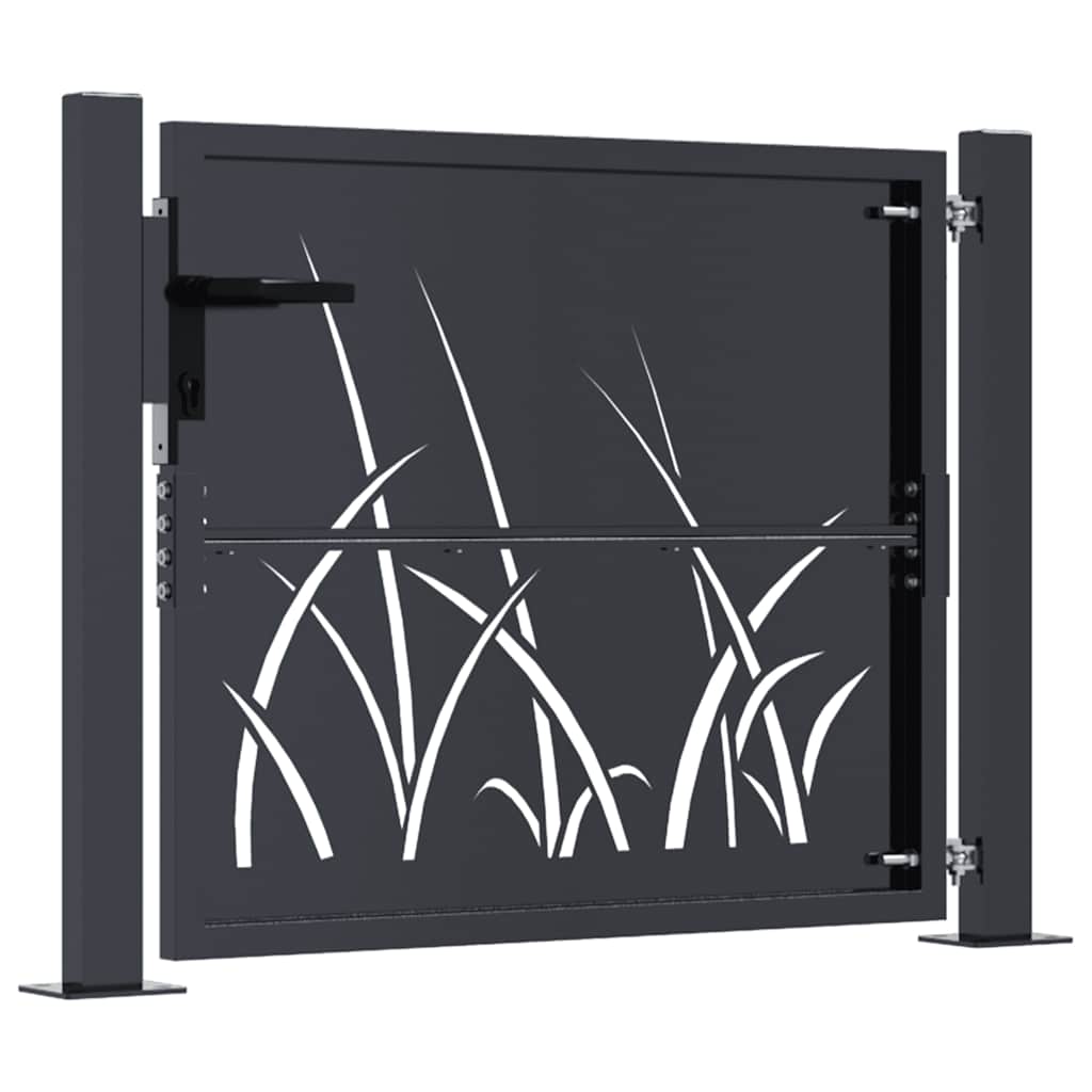 Gartentor Anthrazit 100x75 cm Stahl Gras-Design