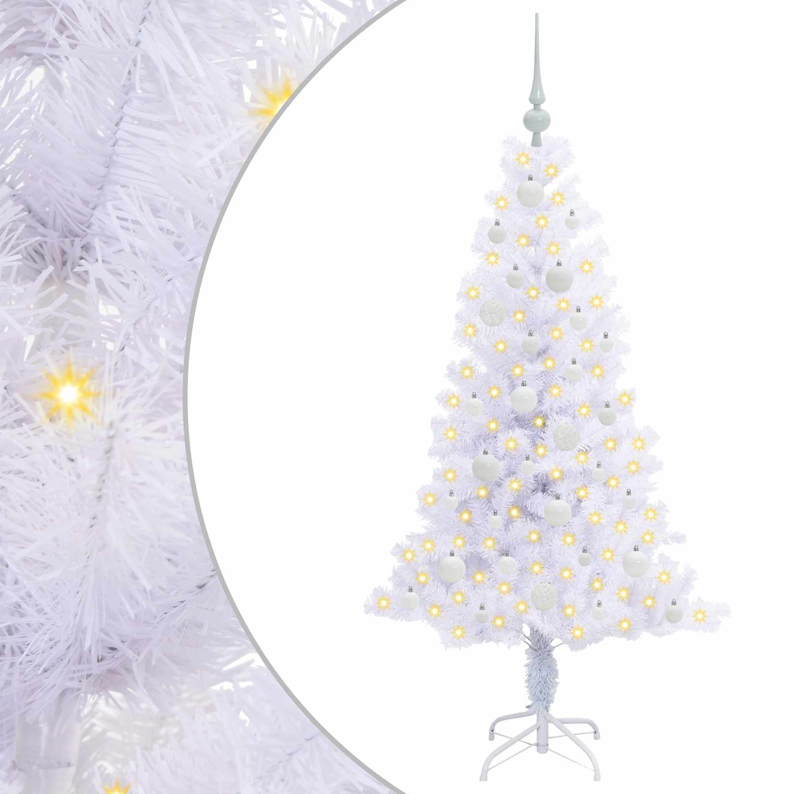 Künstlicher Weihnachtsbaum Weiß 120 cm PVC und Stahl