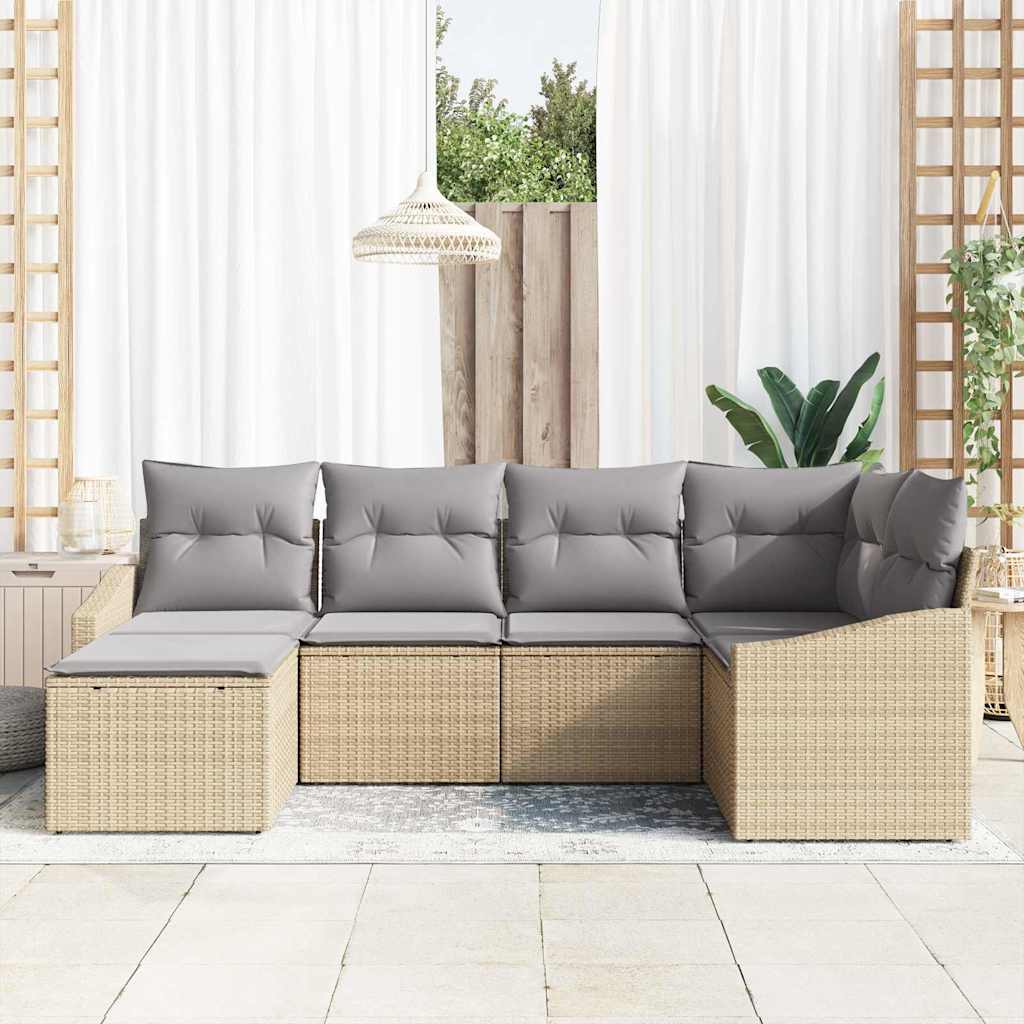 Garten Essgruppe mit Kissen 6 pcs Schwarz und Creme