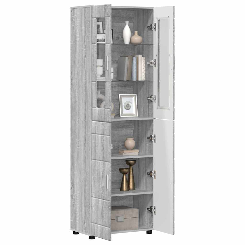 Highboard mit Regal FLORIN Weiß 60 x 35 x 182 cm Holzwerkstoff