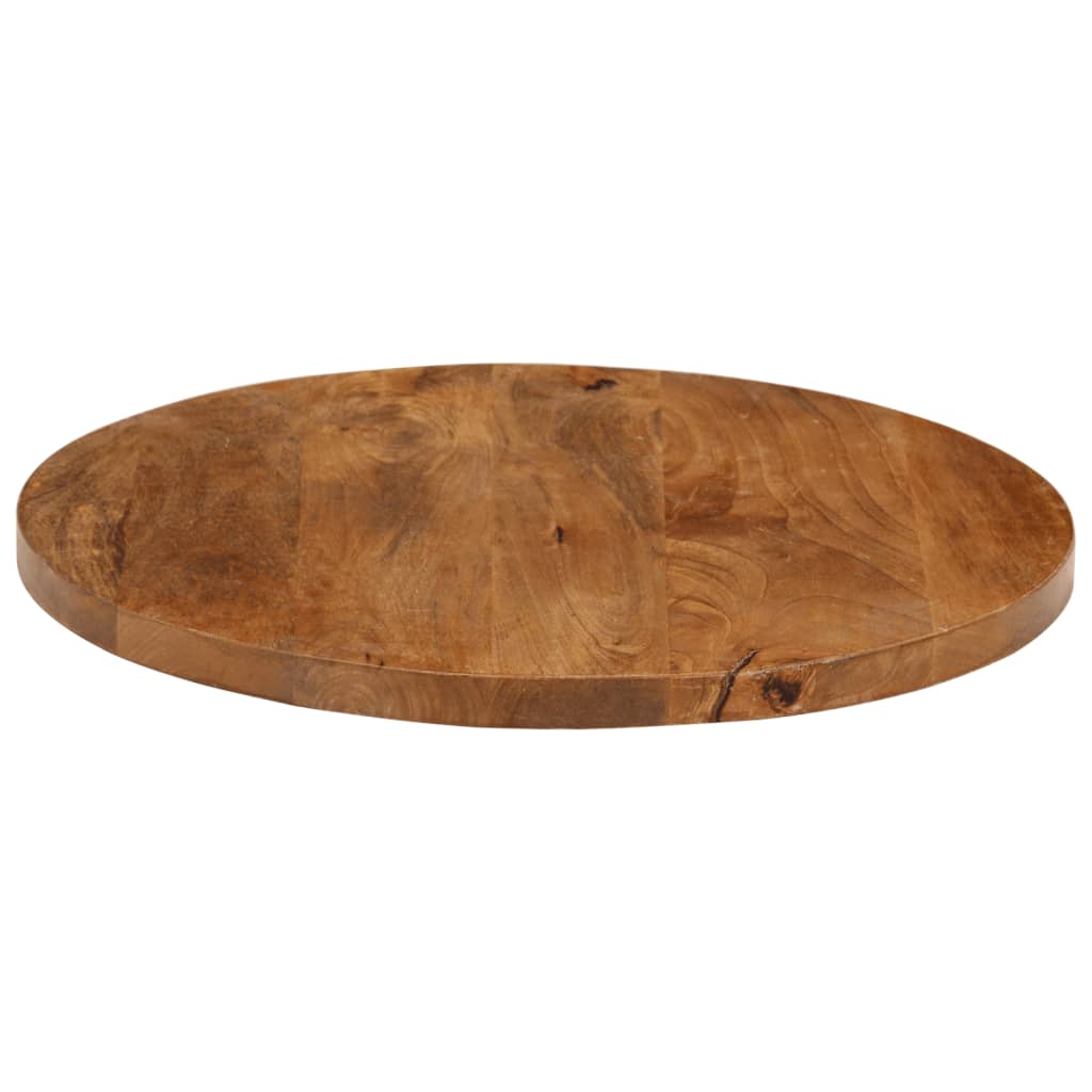 Tischplatte Ø 40x2,5 cm Rund Raues Massives Mangoholz