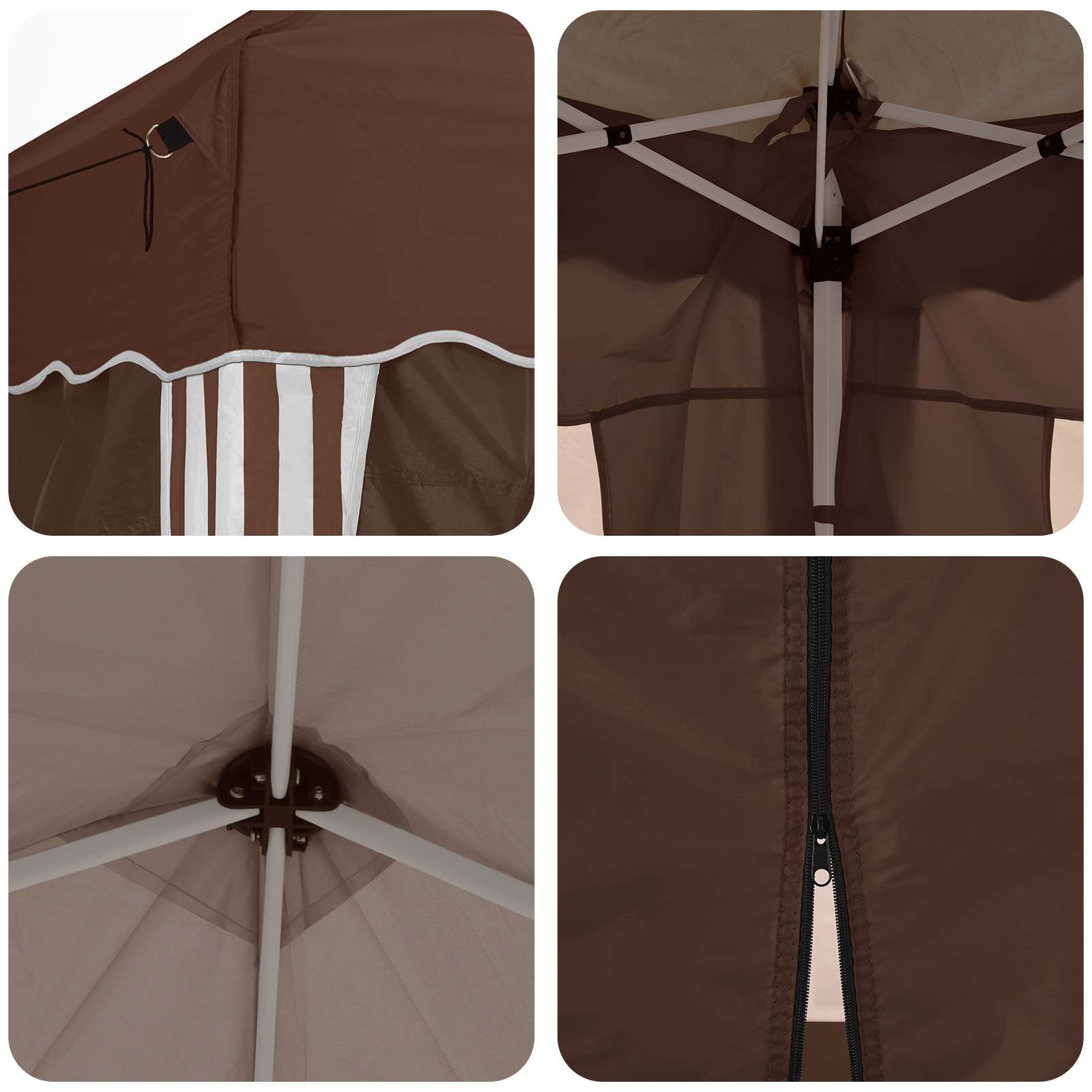 Pop-up Partyzelt 288 x 288 x 245 cm Creme Oxford-Stoff