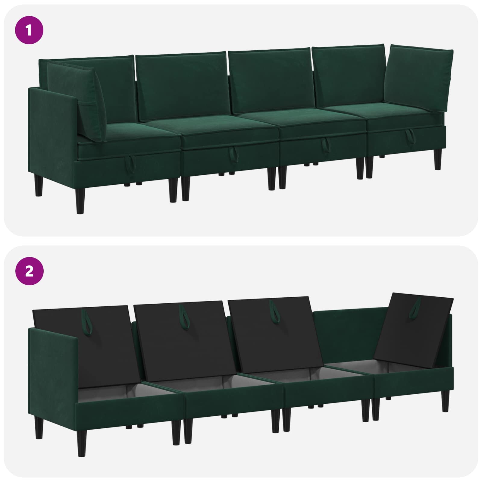 Wohnzimmergarnitur mit Kissen mit Speicher 3 pcs Hellgrau Samt