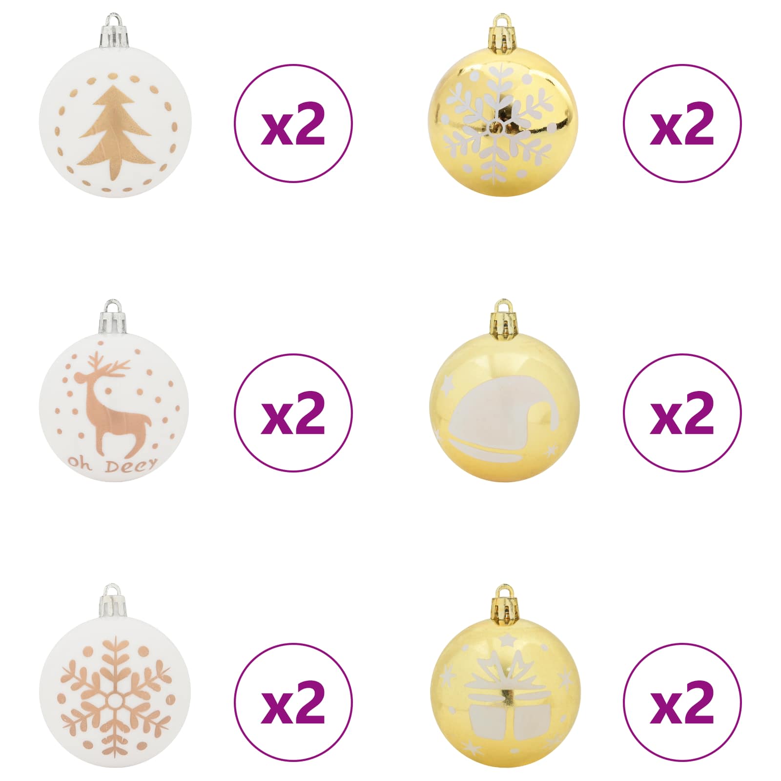 Weihnachtskugel-Set 40 pcs Gold und Rot Kunststoff