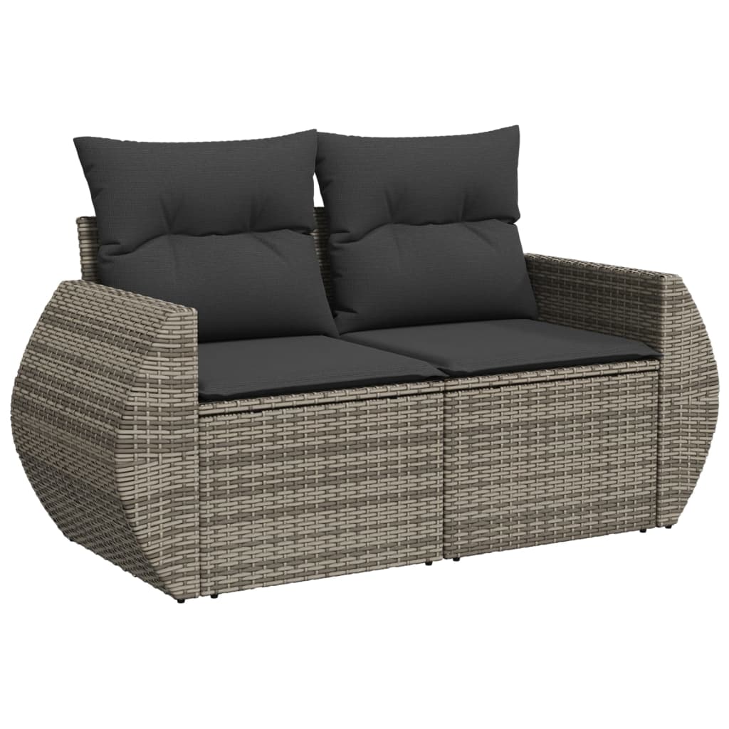 6-tlg. Garten-Sofagarnitur mit Kissen Schwarz Poly Rattan