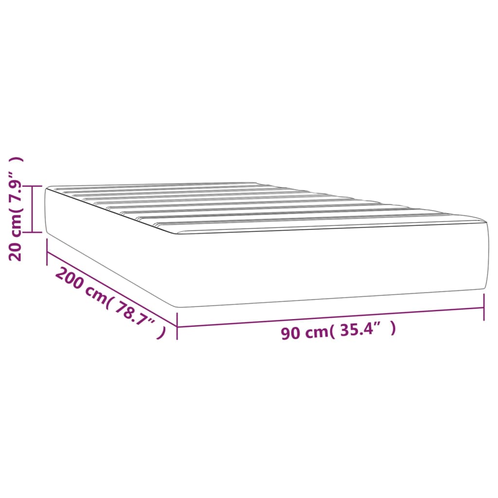 Taschenfederkernmatratze Mittel Schwarz 80x200x20 cm Kunstleder