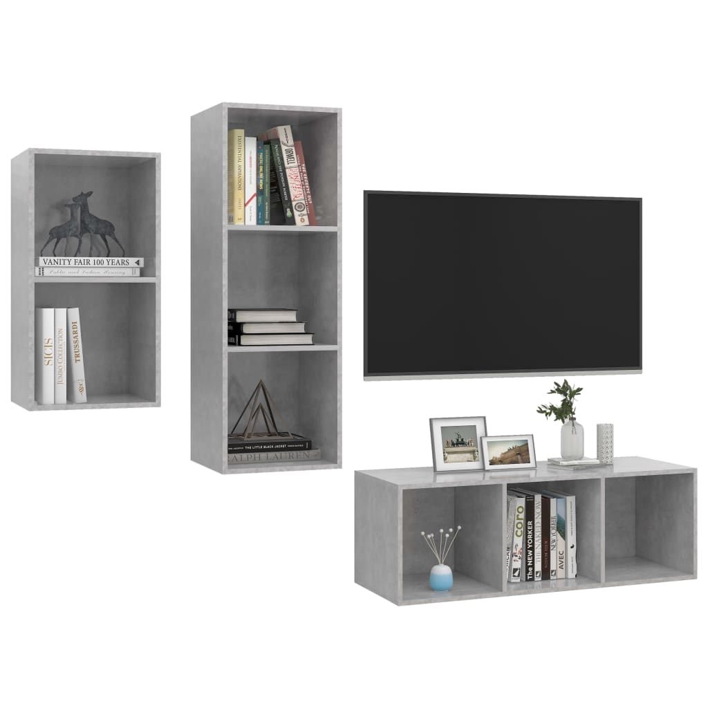 3-tlg. TV-Schrank-Set Weiß Holzwerkstoff