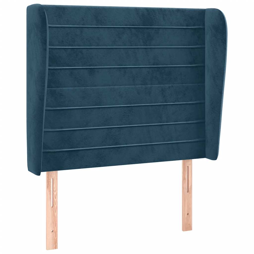 Kopfteil mit Ohren Dunkelblau 203x23x118/128 cm Samt