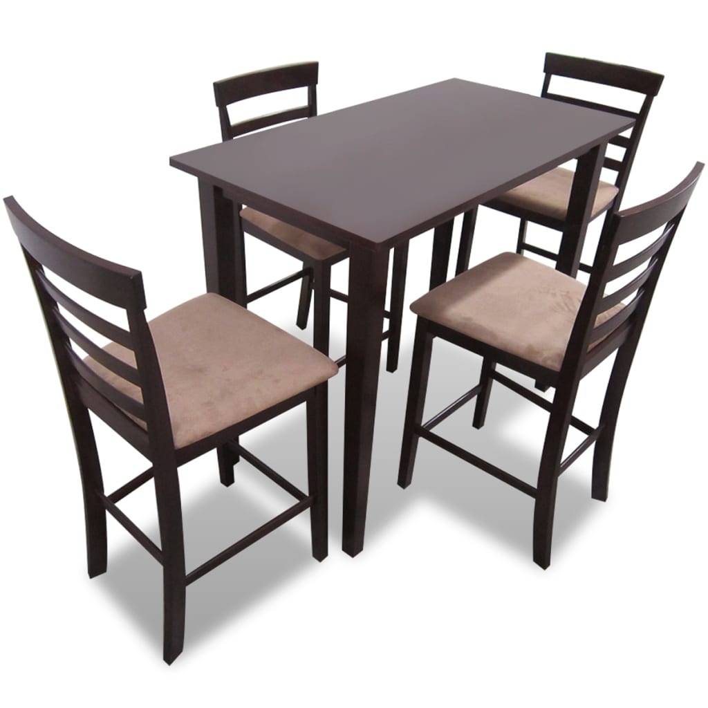 Stehtisch und 4 Barhocker Holz Weiß