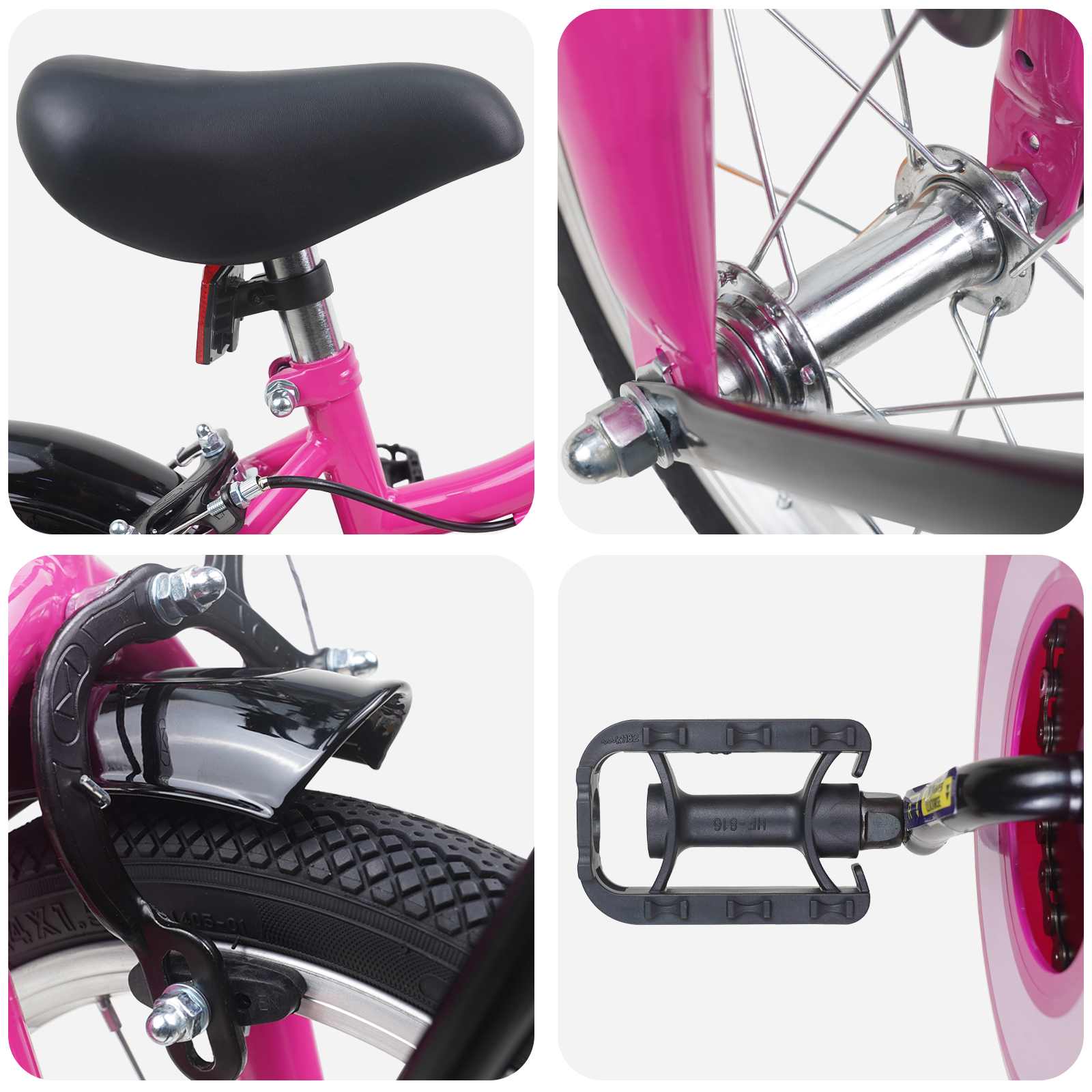 Kinderfahrrad 12 Zoll für 2-4 Jahre alt Rosa und Schwarz