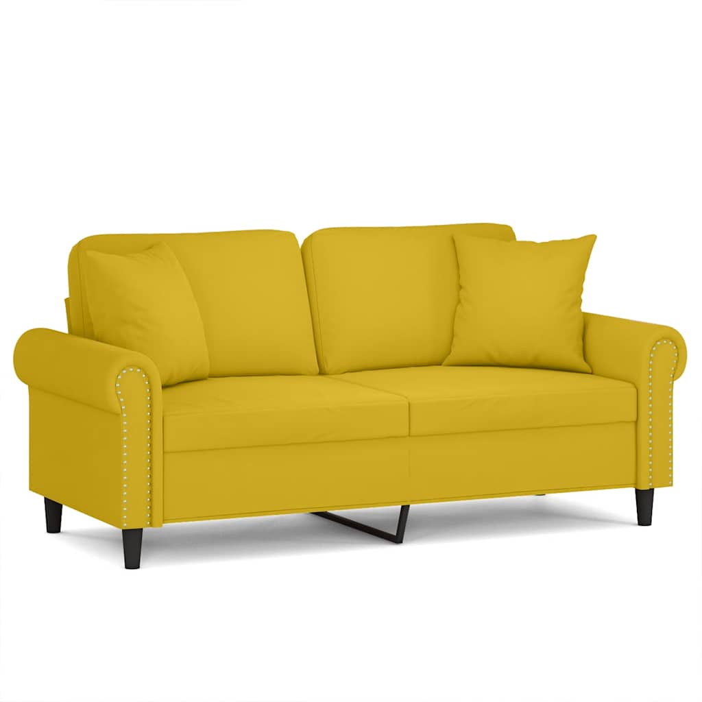 2-Sitzer-Sofa mit Zierkissen Dunkelgrün 120 cm Samt