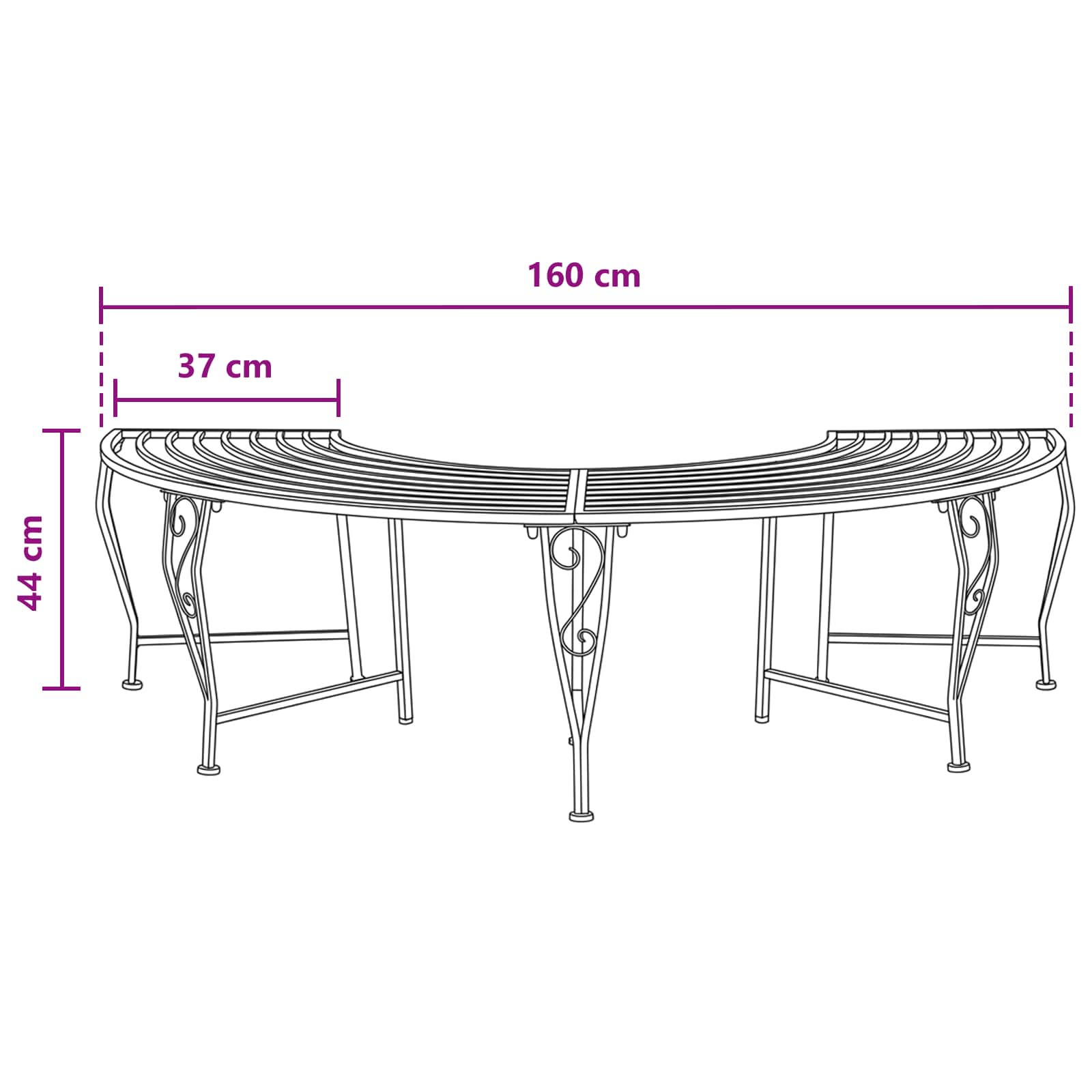 Baumbank 160 cm Stahl
