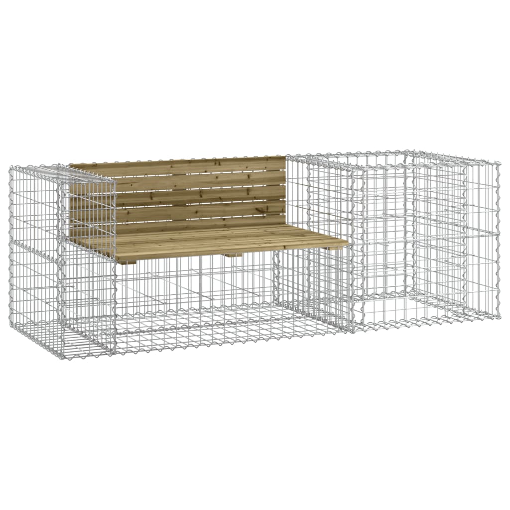Gartenbank mit Gabione Massivholz Kiefer