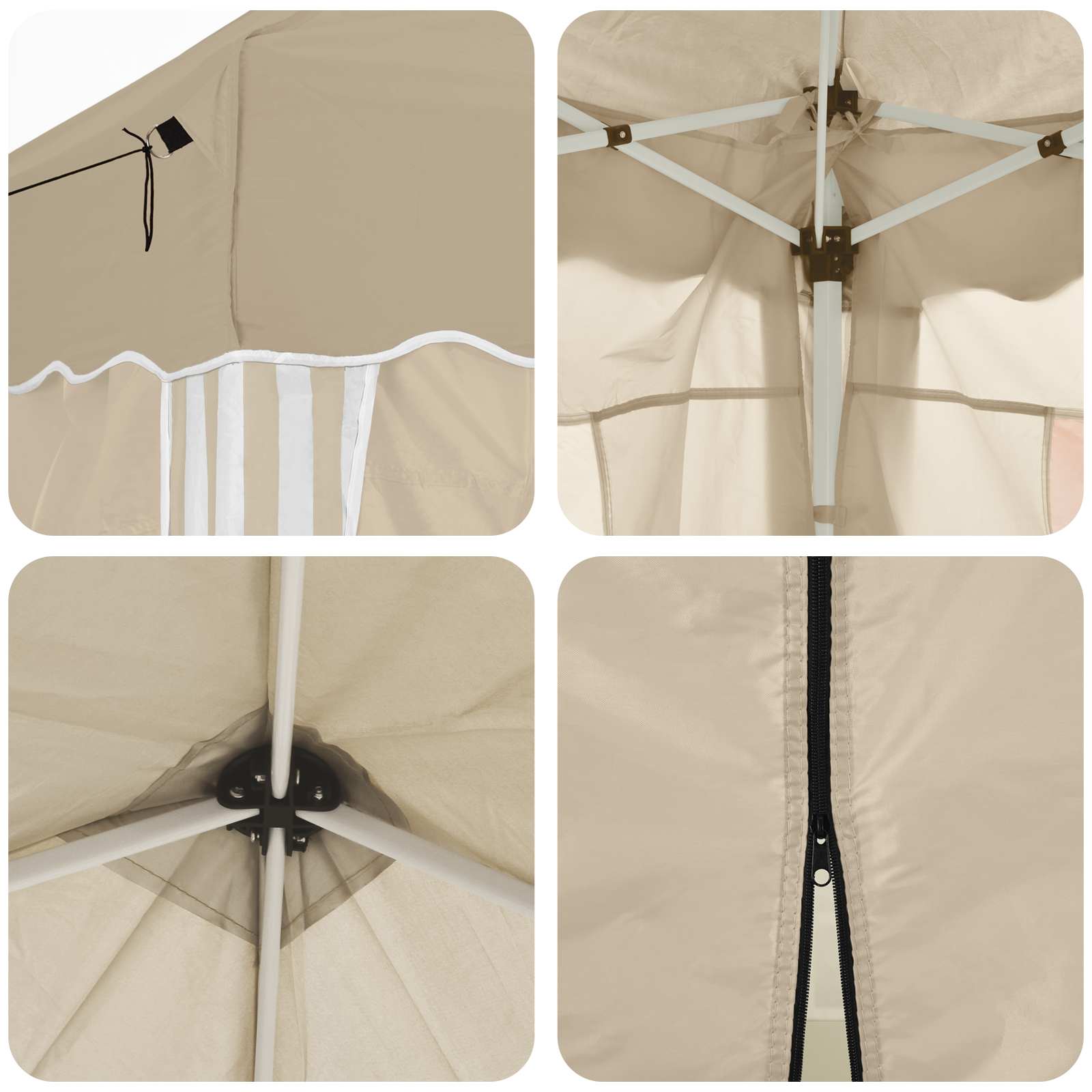 Pop-up Partyzelt 195 x 195 x 245 cm Creme Oxford-Stoff
