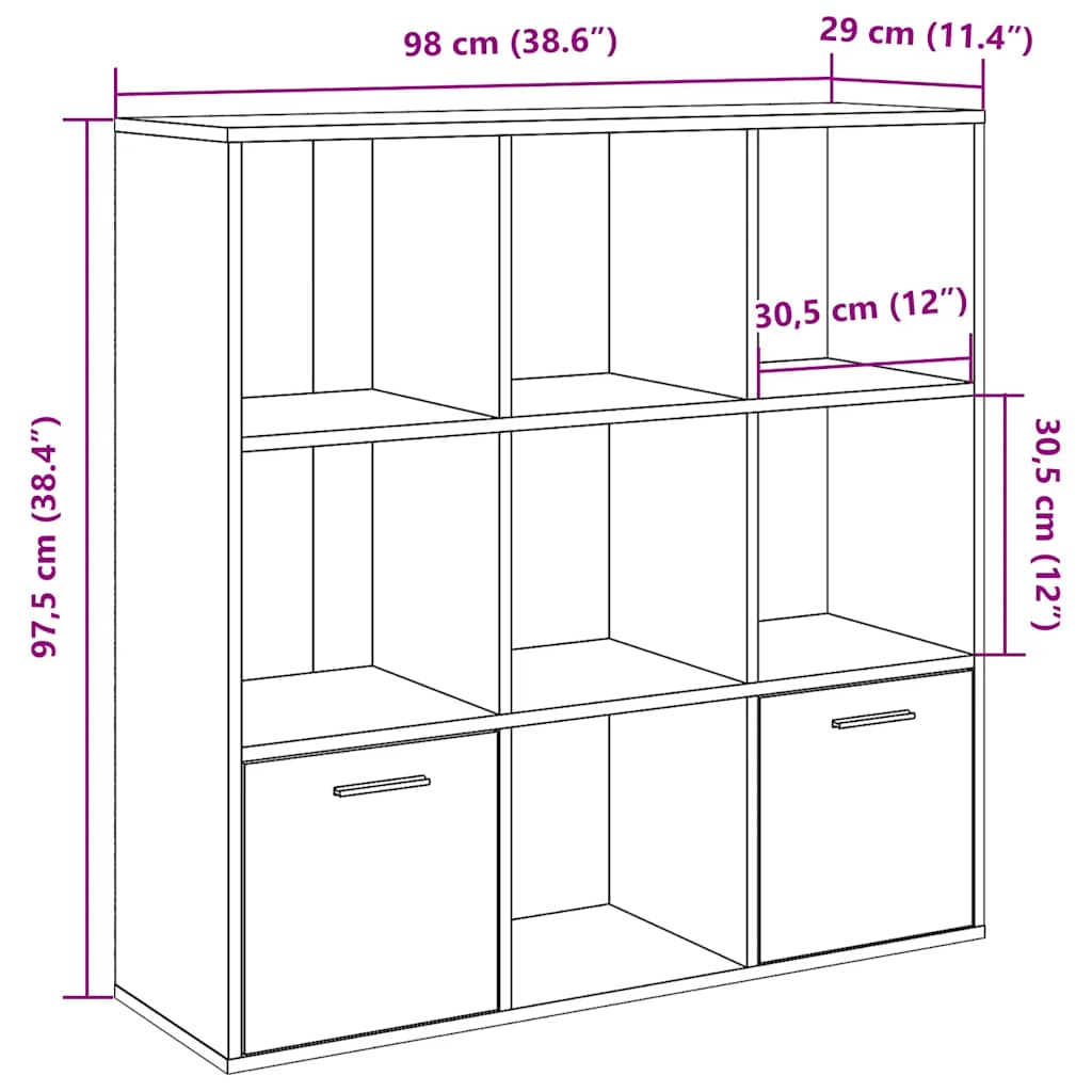 Bücherregal Weiß 98x30x98 cm Holzwerkstoff
